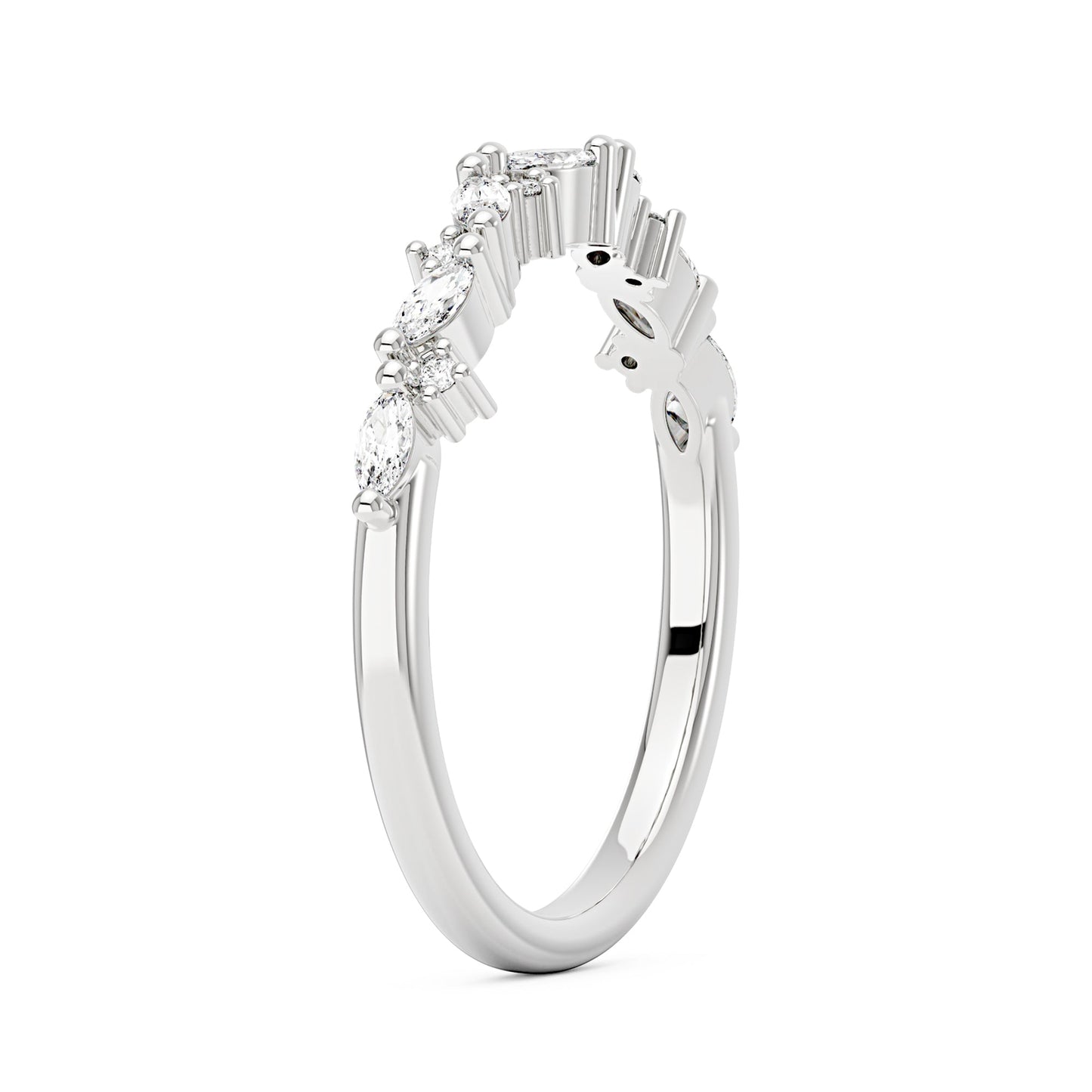 Nature Inspired Marquise Moissanite Half Eternity Band