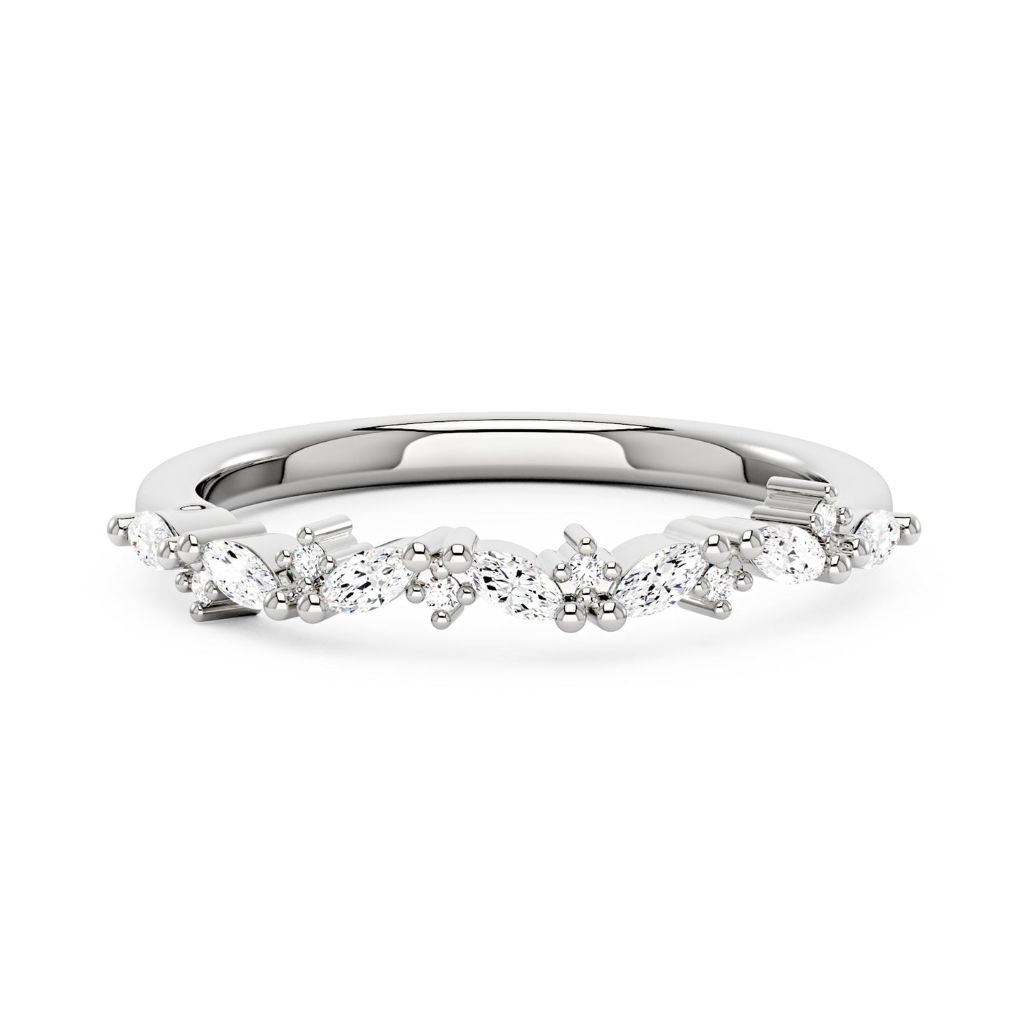 Nature Inspired Marquise Moissanite Half Eternity Band