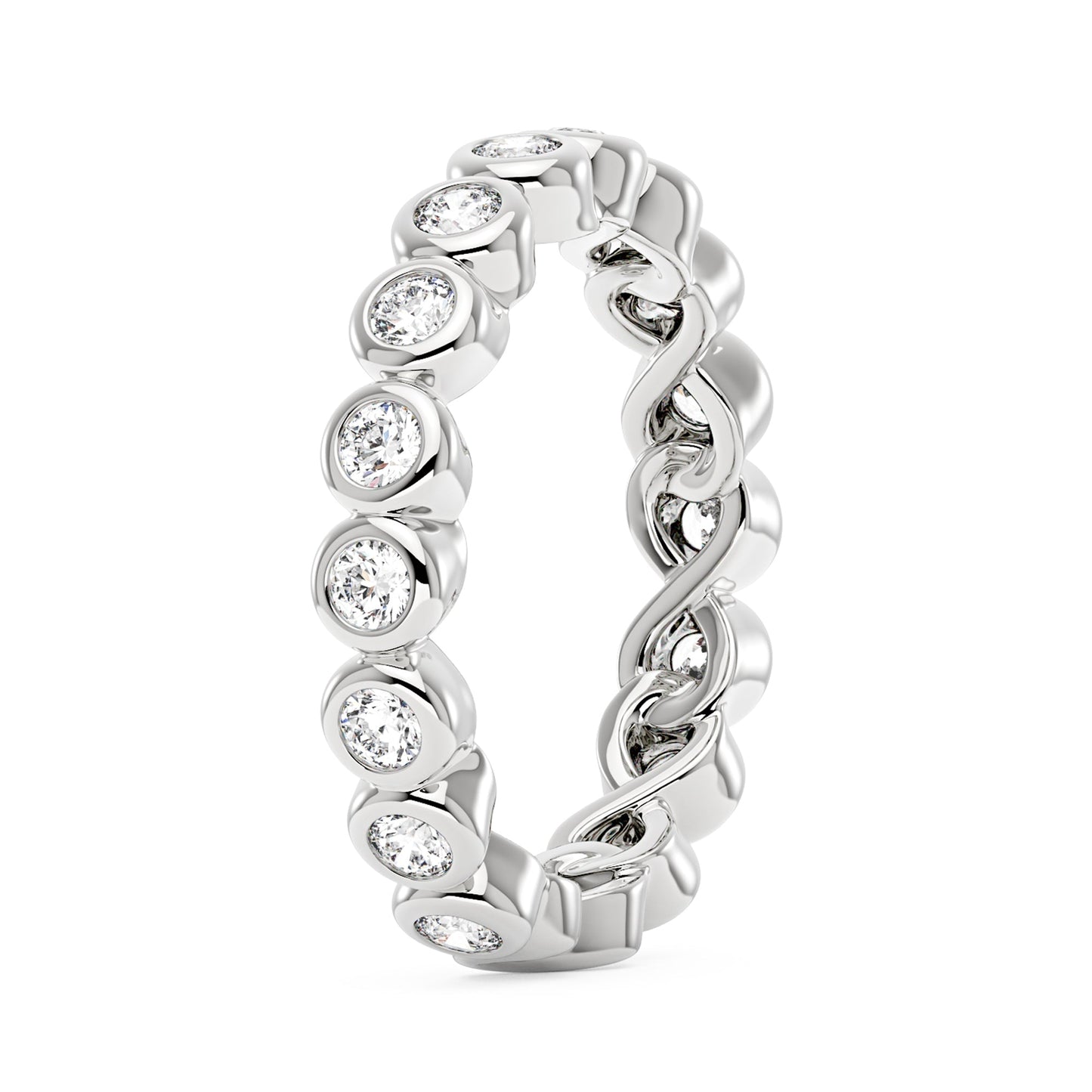 Round Moissanite Infinite Bezel Eternity Band
