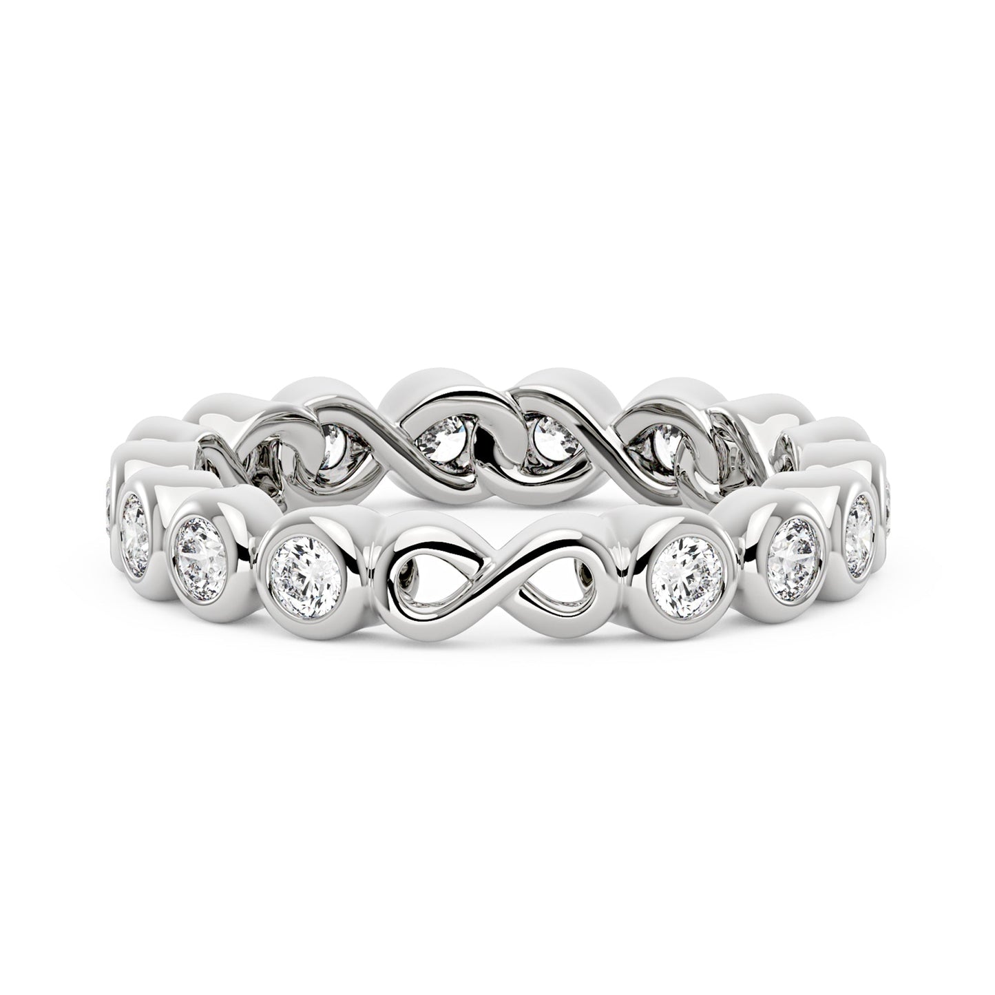 Round Moissanite Infinite Bezel Eternity Band