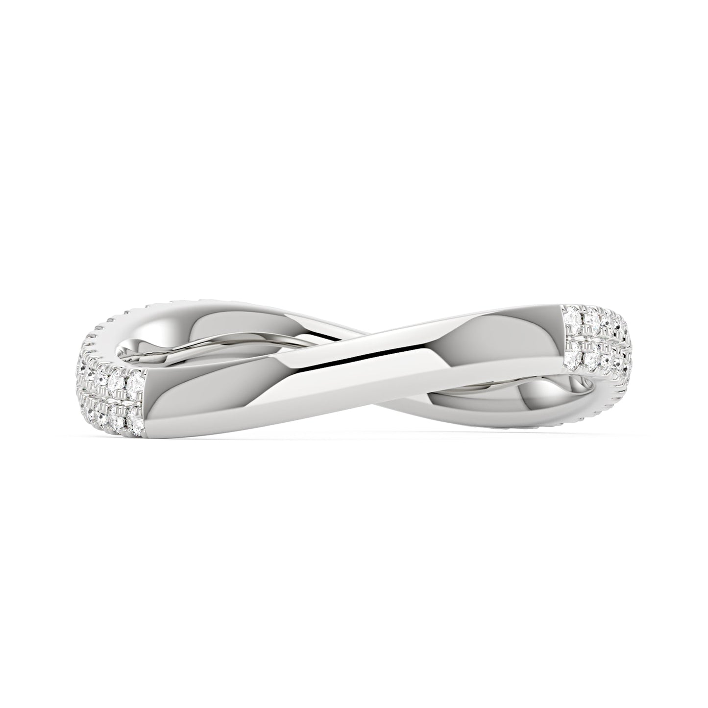 Nature Inspired Moissanite Wave Pavé Half Eternity Band