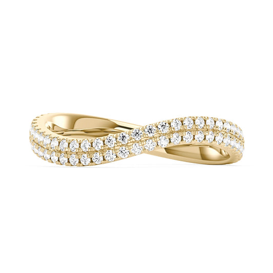 Nature Inspired Moissanite Wave Pavé Half Eternity Band