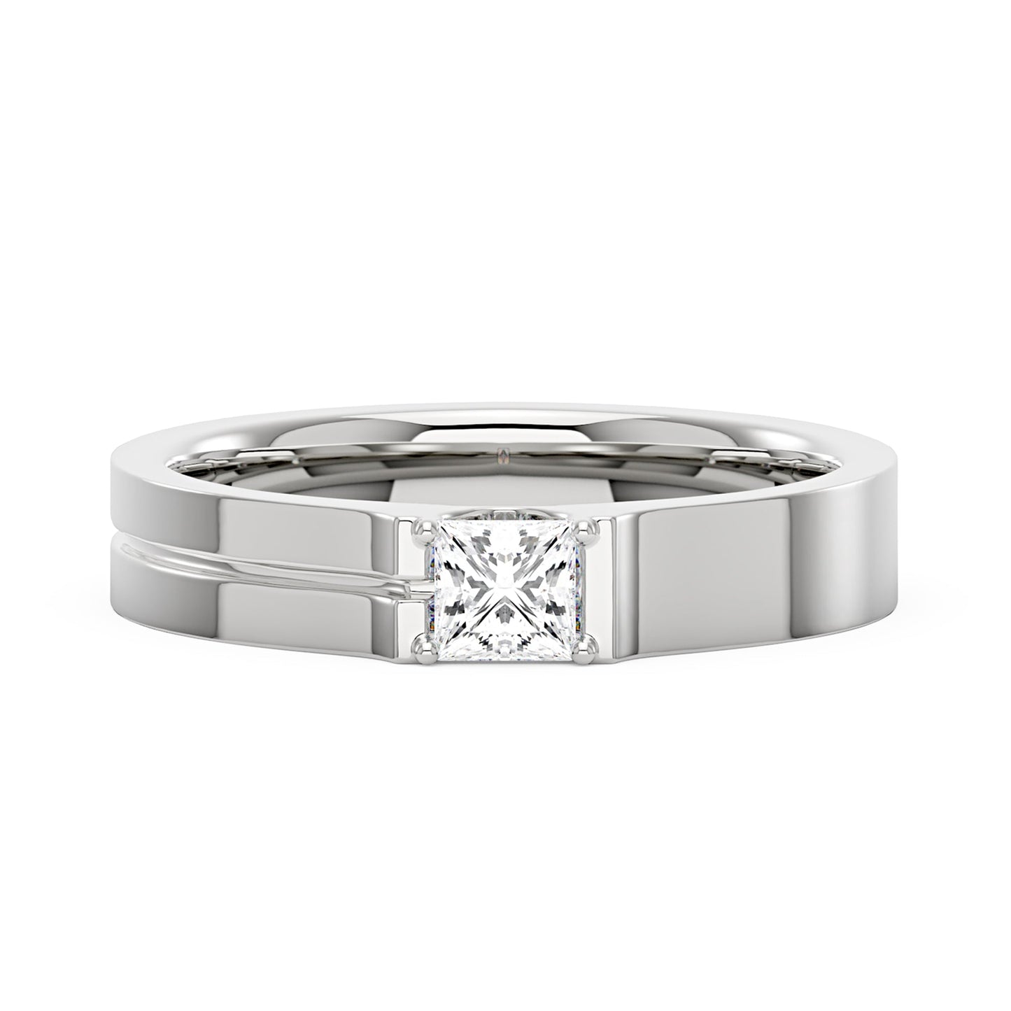 0.4 Carat Princess Moissanite Wedding Band