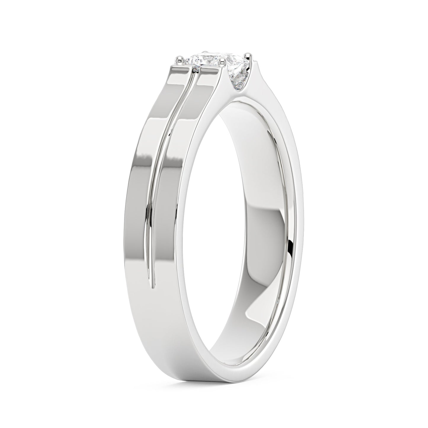 0.4 Carat Princess Moissanite Wedding Band