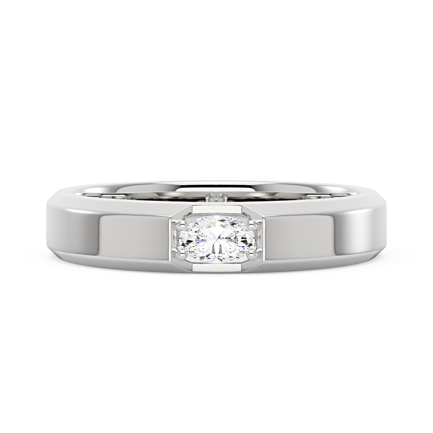 0.3 Carat Oval Moissanite Wedding Band Ring